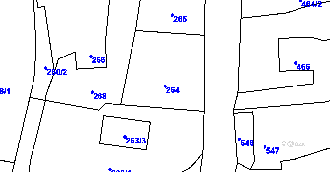 Parcela st. 264 v KÚ Bernartice nad Odrou, Katastrální mapa