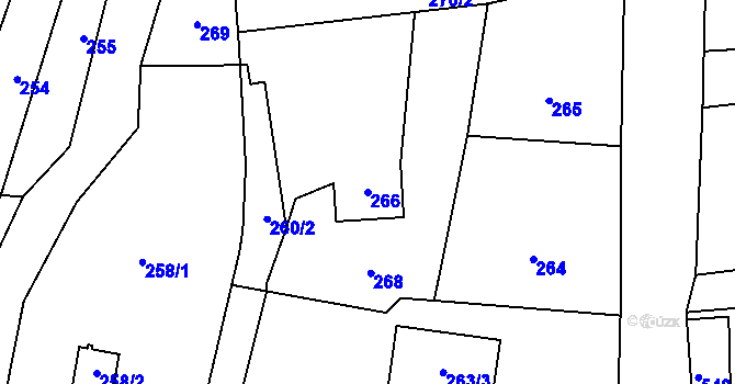 Parcela st. 266 v KÚ Bernartice nad Odrou, Katastrální mapa