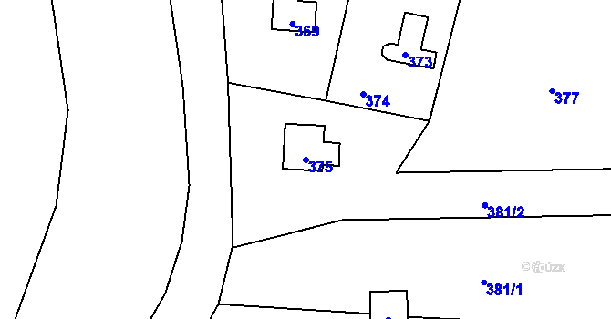 Parcela st. 375 v KÚ Bernartice nad Odrou, Katastrální mapa