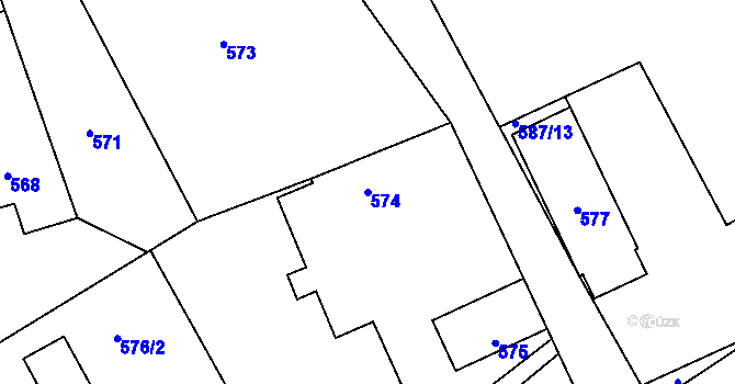 Parcela st. 574 v KÚ Bernartice nad Odrou, Katastrální mapa