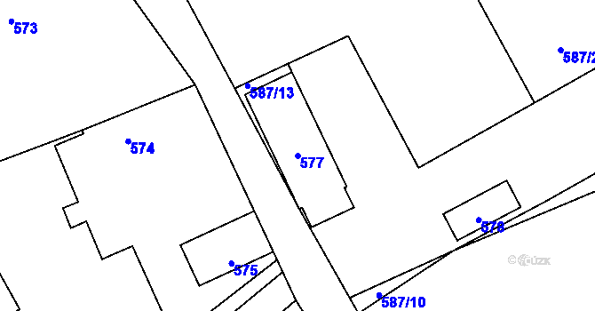 Parcela st. 577 v KÚ Bernartice nad Odrou, Katastrální mapa