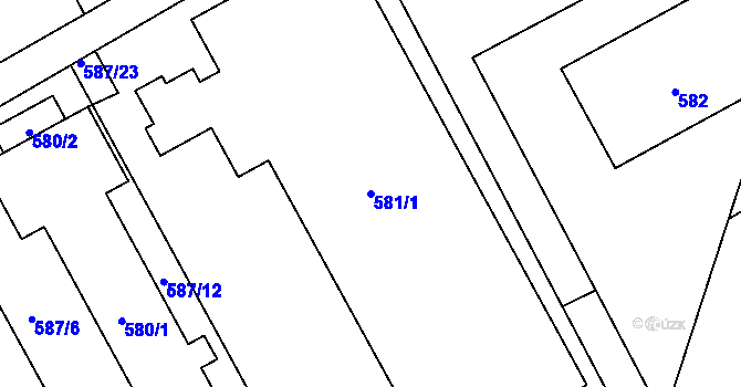 Parcela st. 581/1 v KÚ Bernartice nad Odrou, Katastrální mapa