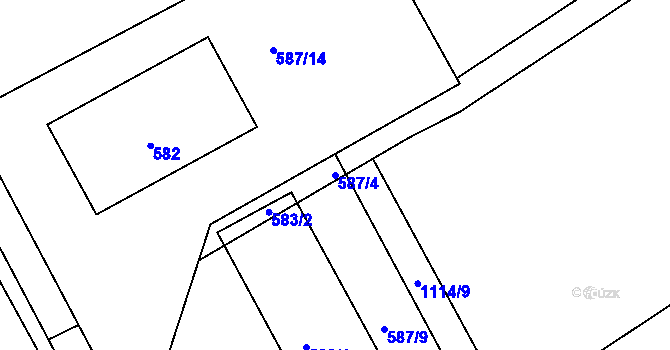 Parcela st. 587/4 v KÚ Bernartice nad Odrou, Katastrální mapa
