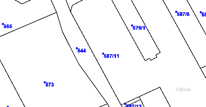 Parcela st. 587/11 v KÚ Bernartice nad Odrou, Katastrální mapa