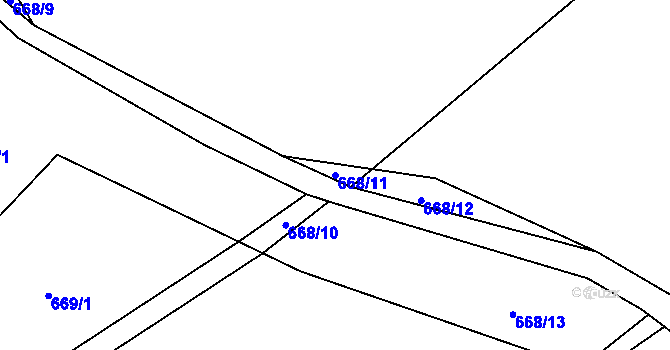 Parcela st. 668/11 v KÚ Bernartice nad Odrou, Katastrální mapa