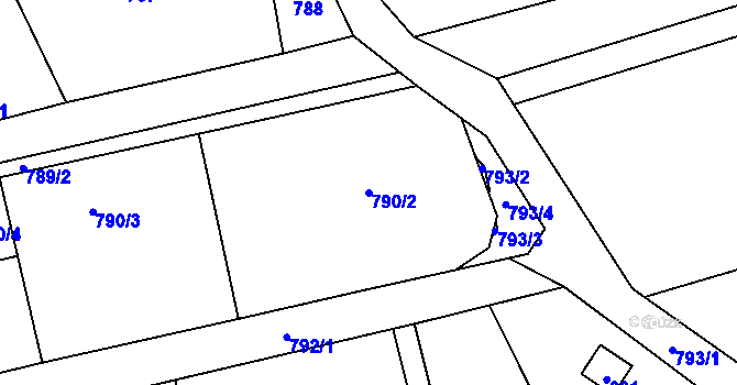 Parcela st. 790/2 v KÚ Bernartice nad Odrou, Katastrální mapa