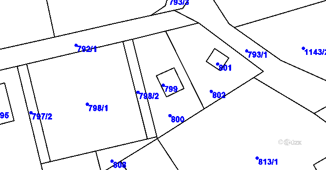 Parcela st. 799 v KÚ Bernartice nad Odrou, Katastrální mapa