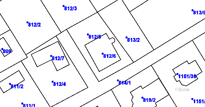 Parcela st. 812/6 v KÚ Bernartice nad Odrou, Katastrální mapa