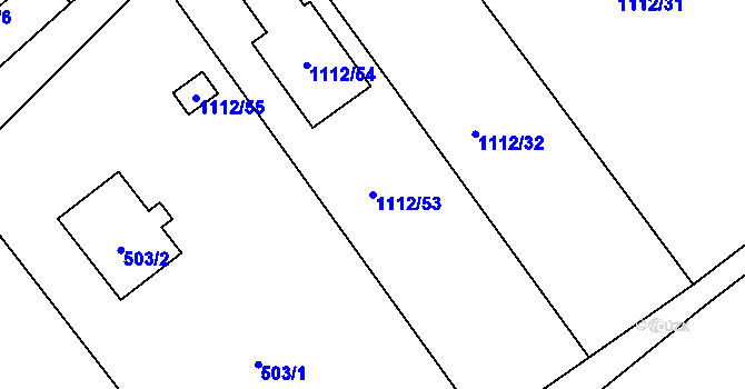 Parcela st. 1112/53 v KÚ Bernartice nad Odrou, Katastrální mapa