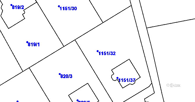 Parcela st. 1151/32 v KÚ Bernartice nad Odrou, Katastrální mapa