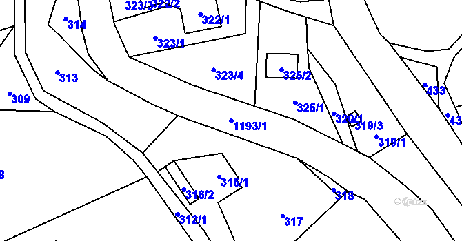 Parcela st. 1193/1 v KÚ Bernartice nad Odrou, Katastrální mapa