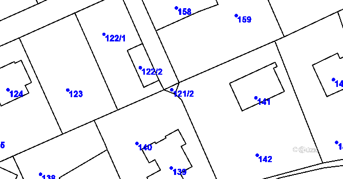 Parcela st. 121/2 v KÚ Bernartice nad Odrou, Katastrální mapa