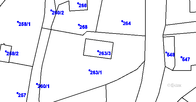Parcela st. 263/3 v KÚ Bernartice nad Odrou, Katastrální mapa