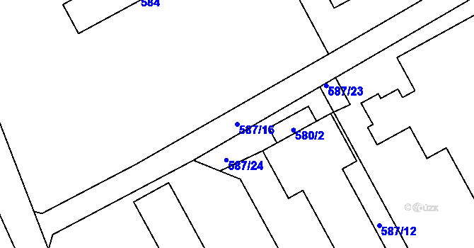 Parcela st. 587/16 v KÚ Bernartice nad Odrou, Katastrální mapa
