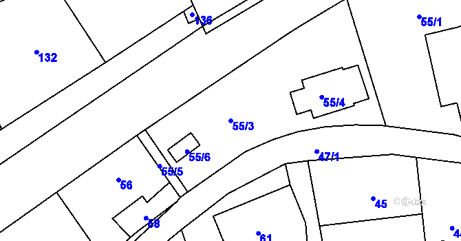 Parcela st. 55/3 v KÚ Bernartice nad Odrou, Katastrální mapa