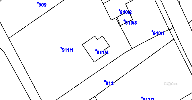 Parcela st. 911/4 v KÚ Bernartice nad Odrou, Katastrální mapa