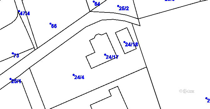Parcela st. 24/17 v KÚ Bernartice nad Odrou, Katastrální mapa