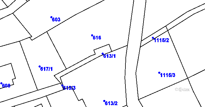 Parcela st. 613/1 v KÚ Bernartice nad Odrou, Katastrální mapa