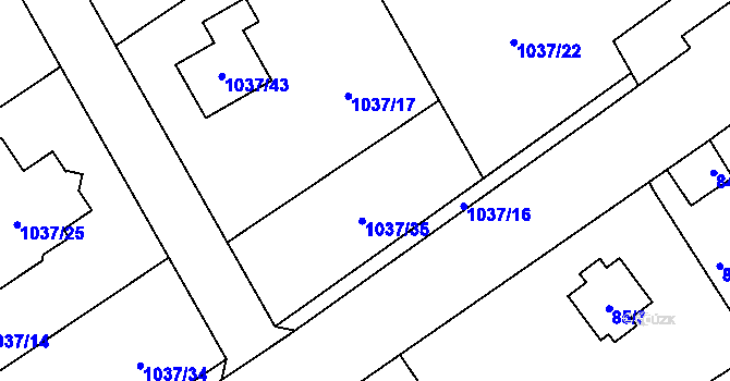 Parcela st. 1037/35 v KÚ Bernartice nad Odrou, Katastrální mapa