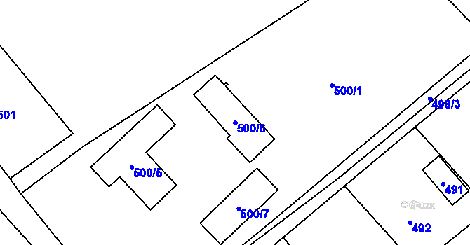 Parcela st. 500/6 v KÚ Bernartice nad Odrou, Katastrální mapa
