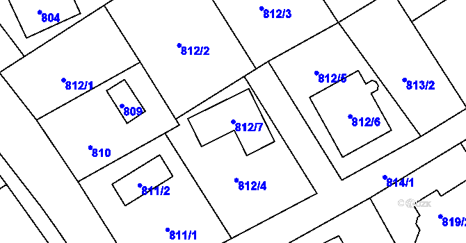Parcela st. 812/7 v KÚ Bernartice nad Odrou, Katastrální mapa