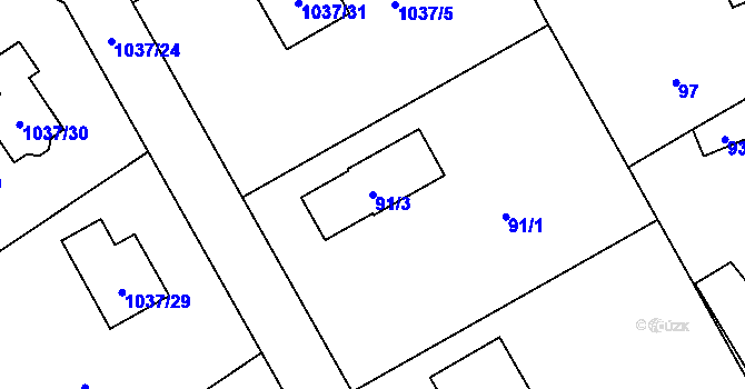 Parcela st. 91/3 v KÚ Bernartice nad Odrou, Katastrální mapa