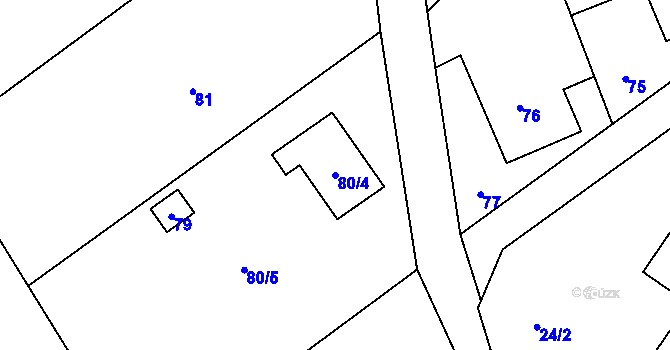 Parcela st. 80/4 v KÚ Bernartice nad Odrou, Katastrální mapa