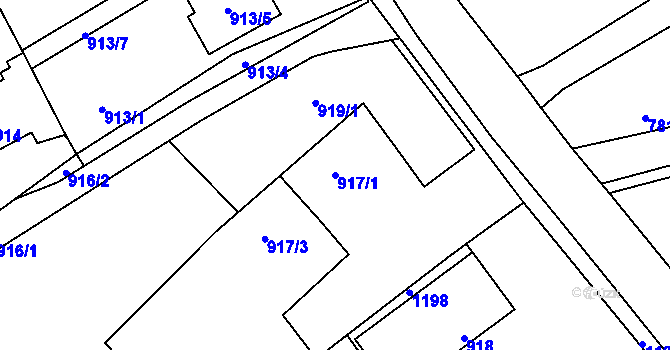 Parcela st. 917/1 v KÚ Bernartice nad Odrou, Katastrální mapa