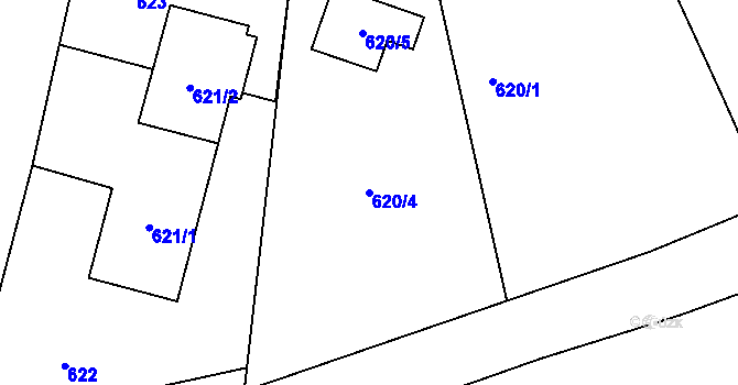 Parcela st. 620/4 v KÚ Bernartice nad Odrou, Katastrální mapa