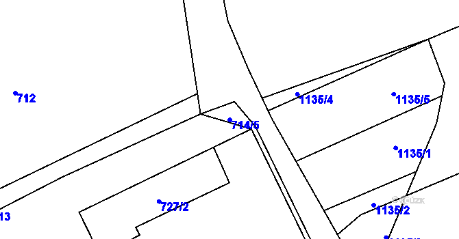 Parcela st. 714/5 v KÚ Bernartice nad Odrou, Katastrální mapa