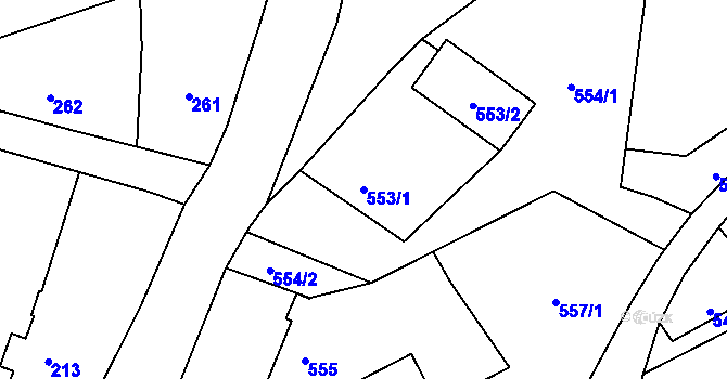 Parcela st. 553/1 v KÚ Bernartice nad Odrou, Katastrální mapa