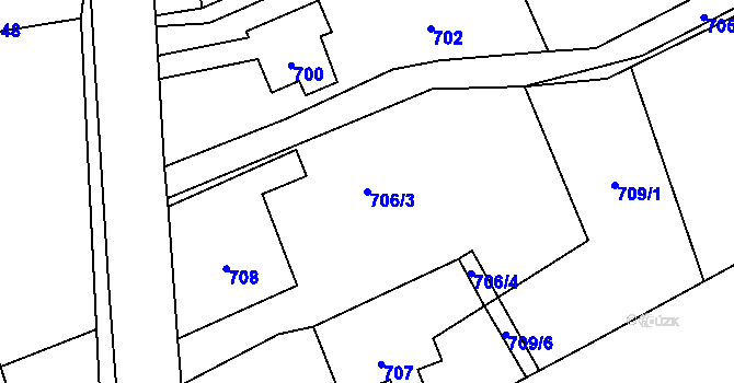 Parcela st. 706/3 v KÚ Bernartice nad Odrou, Katastrální mapa