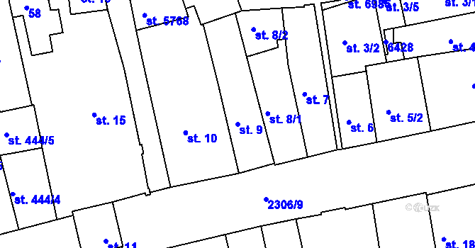 Parcela st. 9 v KÚ Beroun, Katastrální mapa