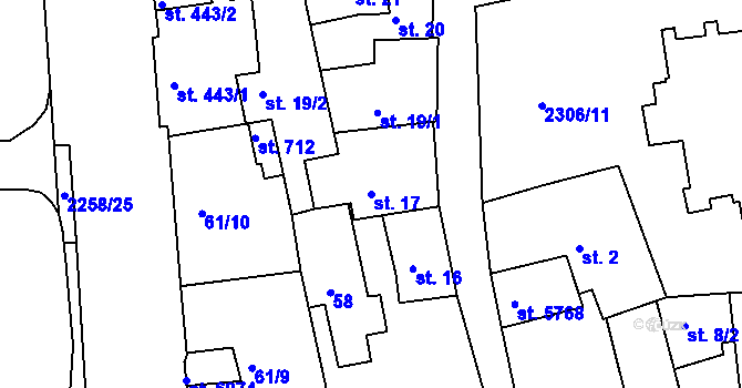 Parcela st. 17 v KÚ Beroun, Katastrální mapa