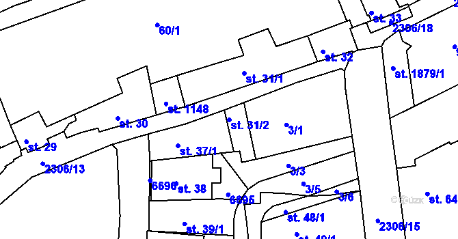 Parcela st. 31/2 v KÚ Beroun, Katastrální mapa