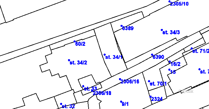 Parcela st. 34/1 v KÚ Beroun, Katastrální mapa