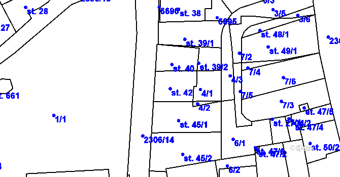 Parcela st. 42 v KÚ Beroun, Katastrální mapa