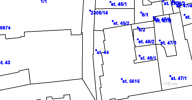 Parcela st. 44 v KÚ Beroun, Katastrální mapa