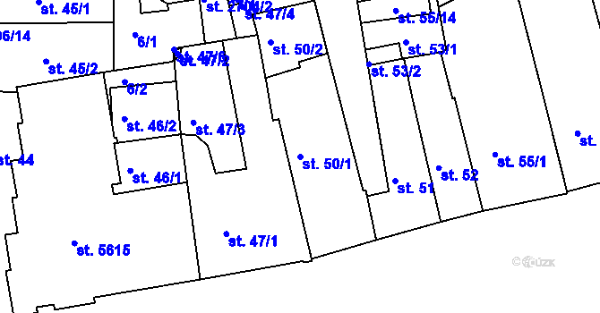 Parcela st. 50/1 v KÚ Beroun, Katastrální mapa