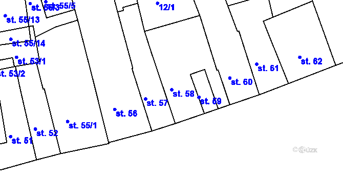 Parcela st. 58 v KÚ Beroun, Katastrální mapa