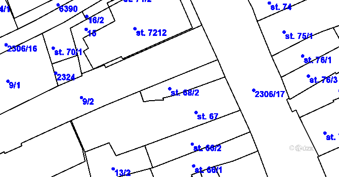 Parcela st. 68/2 v KÚ Beroun, Katastrální mapa