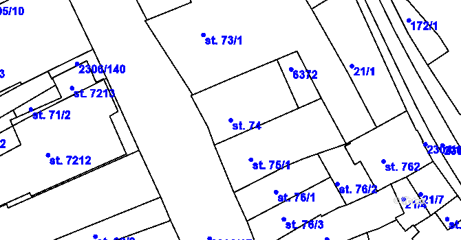 Parcela st. 74 v KÚ Beroun, Katastrální mapa