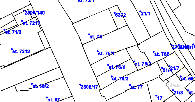 Parcela st. 75/1 v KÚ Beroun, Katastrální mapa