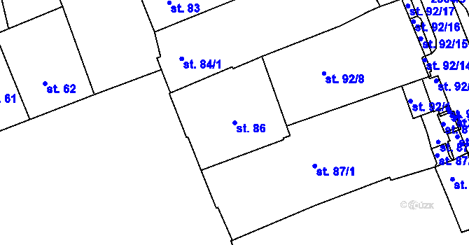 Parcela st. 86 v KÚ Beroun, Katastrální mapa