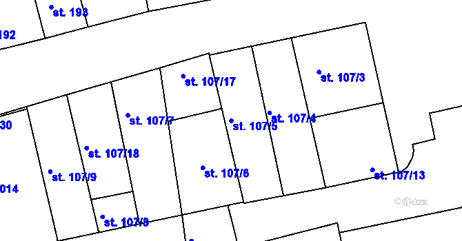 Parcela st. 107/5 v KÚ Beroun, Katastrální mapa