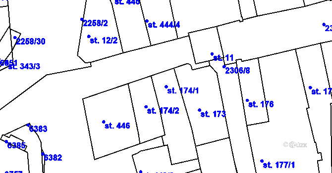 Parcela st. 174/1 v KÚ Beroun, Katastrální mapa