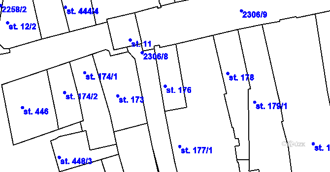 Parcela st. 176 v KÚ Beroun, Katastrální mapa