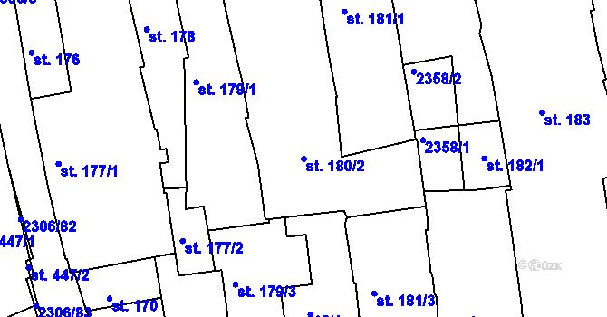 Parcela st. 180/2 v KÚ Beroun, Katastrální mapa