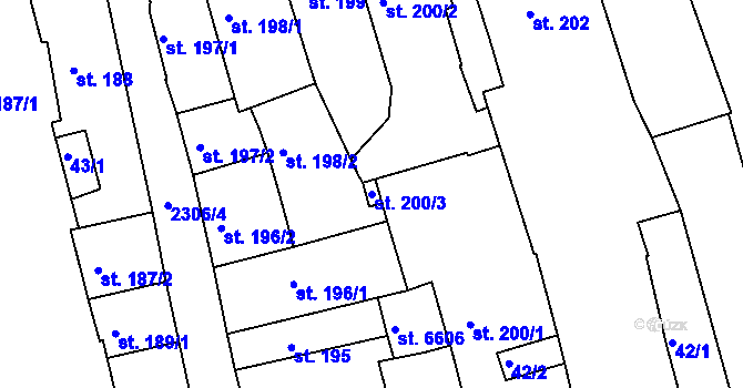 Parcela st. 200/3 v KÚ Beroun, Katastrální mapa
