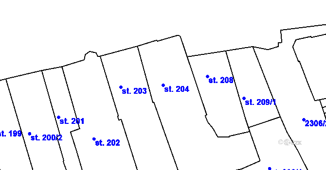 Parcela st. 204 v KÚ Beroun, Katastrální mapa